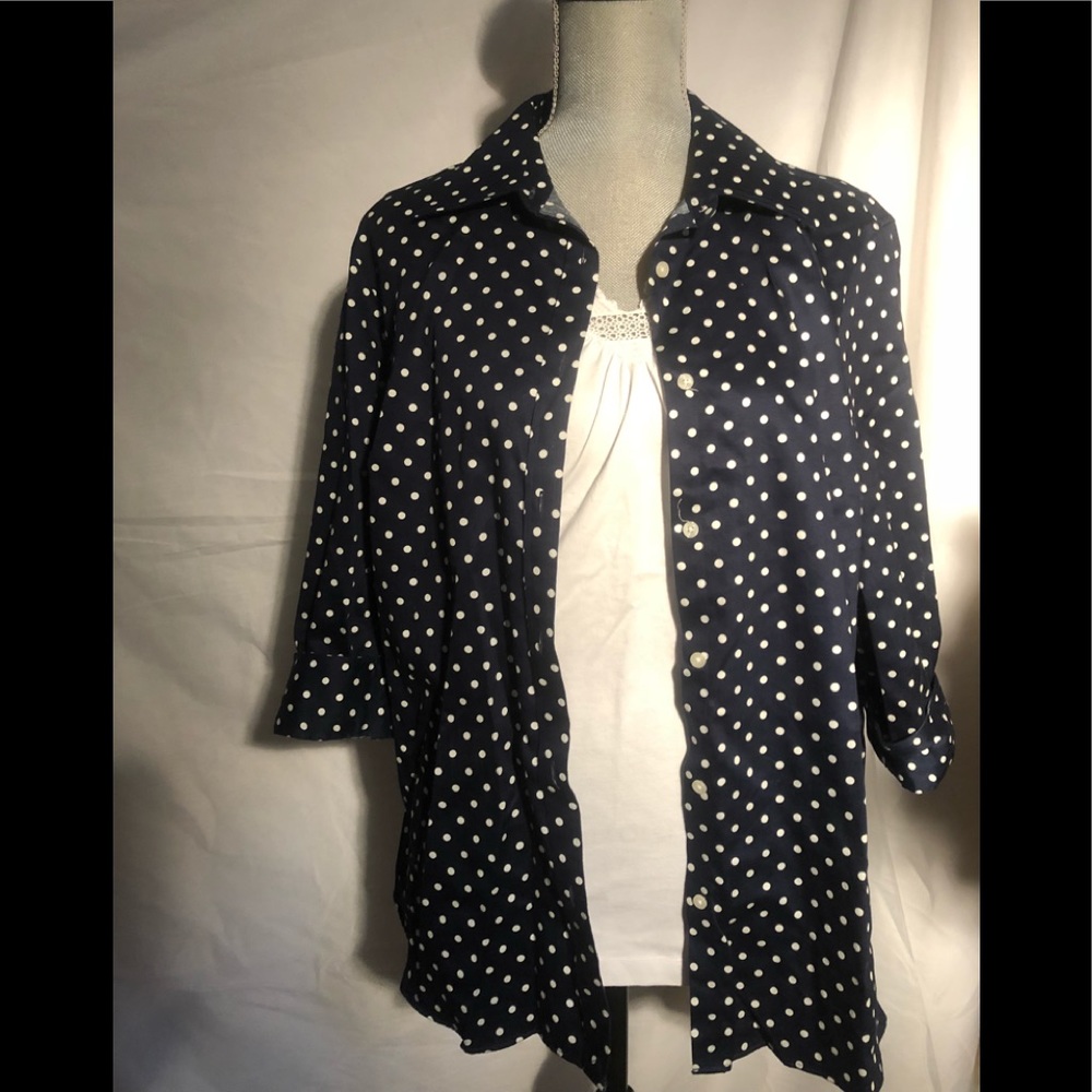 CHAPS Fun Polka- dot Blouse